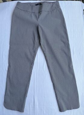 Up! Black White Gingham Check Pull-On Cropped Pants Women's Size 10